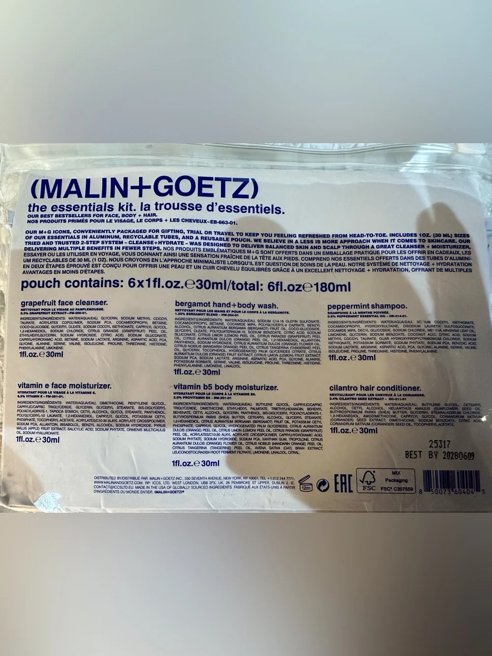 MALIN+GOETZ Bestsellers Travel Kit Set of Six 1 oz Tubes Hair, Body & Face NIP